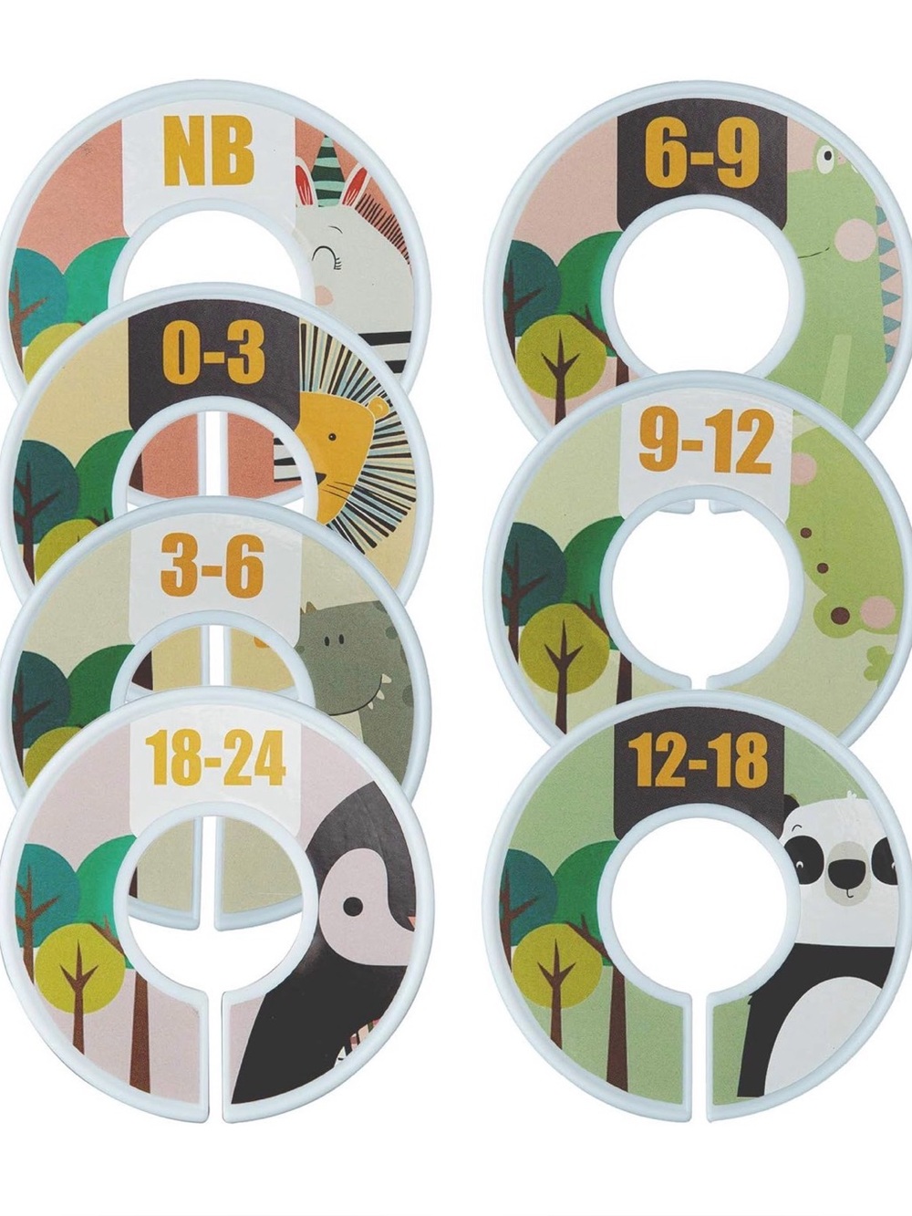 Nursery Closet Size Dividers - Jungle Animal Set